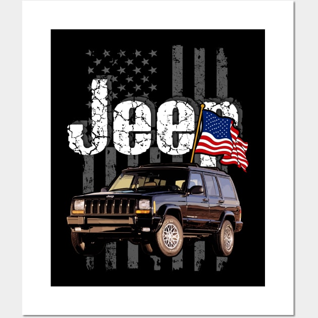 XJ-series Jeep Cherokee Jeepcar JEEP Flag Wall Art by alex77alves